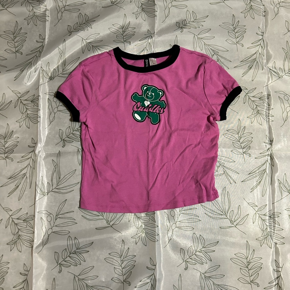 Divided pink care bare baby tee